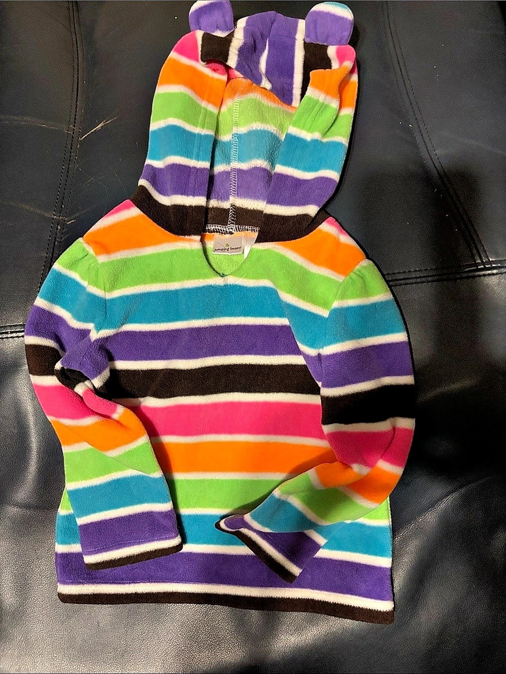 Jumping Beans Kids Striped Hooded Sweatshirt in Purple & Green